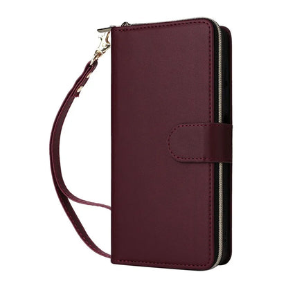 R20 For Samsung Galaxy A06 Case Zipper Pocket PU Leather Cover with 9 Card Slots