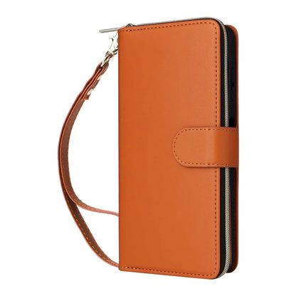 R20 For Samsung Galaxy A06 Case Zipper Pocket PU Leather Cover with 9 Card Slots