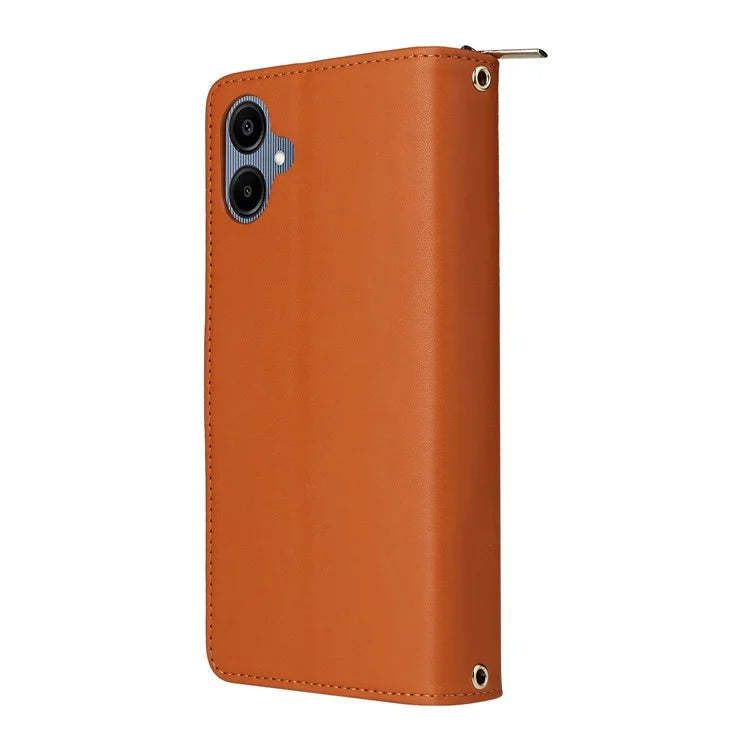 R20 For Samsung Galaxy A06 Case Zipper Pocket PU Leather Cover with 9 Card Slots