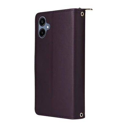 R20 For Samsung Galaxy A06 Case Zipper Pocket PU Leather Cover with 9 Card Slots