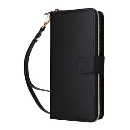 R20 For Samsung Galaxy A06 Case Zipper Pocket PU Leather Cover with 9 Card Slots