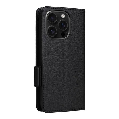 For iPhone 16 Pro Case Litchi Texture PU Leather Wallet Flip Phone Cover