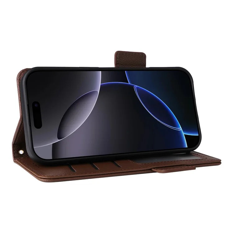 For iPhone 16 Pro Case Litchi Texture PU Leather Wallet Flip Phone Cover