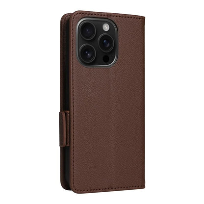 For iPhone 16 Pro Case Litchi Texture PU Leather Wallet Flip Phone Cover