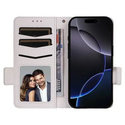 For iPhone 16 Pro Case Litchi Texture PU Leather Wallet Flip Phone Cover