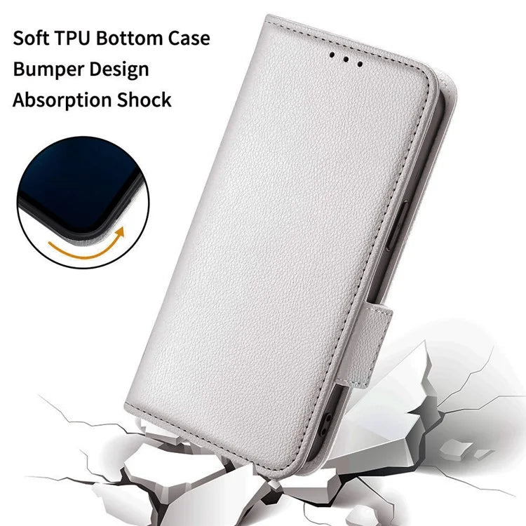 For iPhone 16 Pro Case Litchi Texture PU Leather Wallet Flip Phone Cover