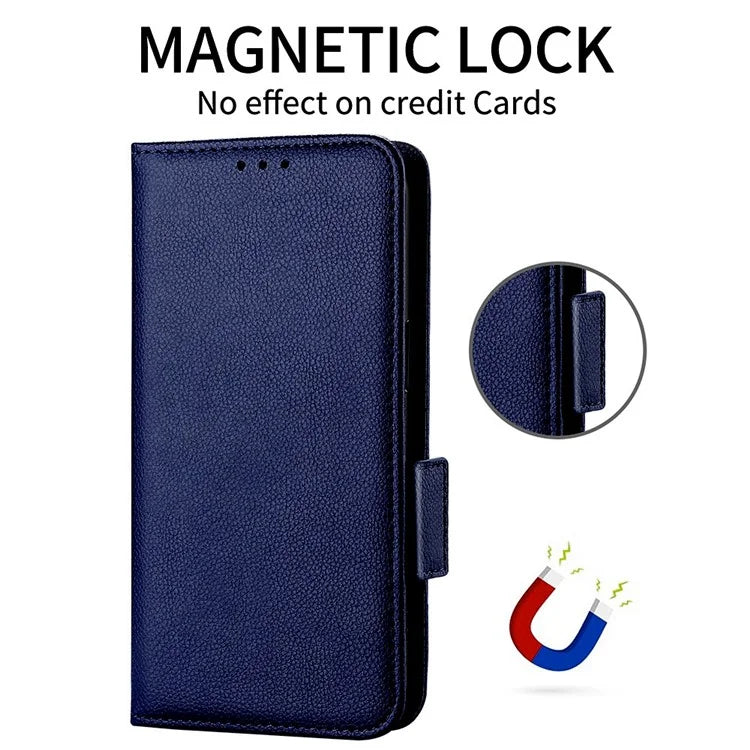 For iPhone 16 Pro Case Litchi Texture PU Leather Wallet Flip Phone Cover