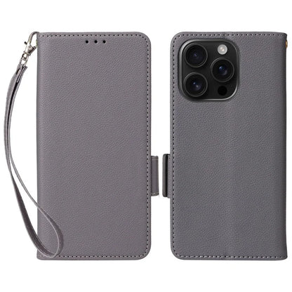 For iPhone 16 Pro Case Litchi Texture PU Leather Wallet Flip Phone Cover