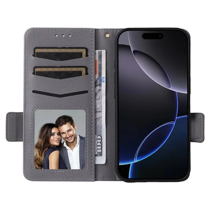 For iPhone 16 Pro Case Litchi Texture PU Leather Wallet Flip Phone Cover