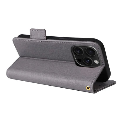 For iPhone 16 Pro Case Litchi Texture PU Leather Wallet Flip Phone Cover