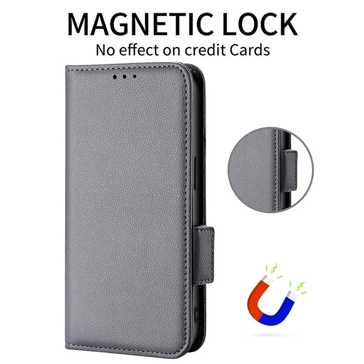 For iPhone 16 Pro Case Litchi Texture PU Leather Wallet Flip Phone Cover