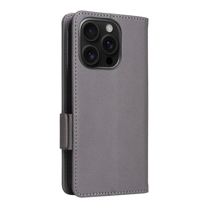 For iPhone 16 Pro Case Litchi Texture PU Leather Wallet Flip Phone Cover