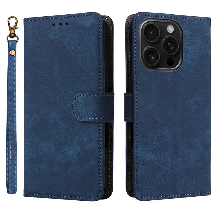 For iPhone 16 Pro Wallet Case RFID Blocking PU Leather Cover Stand View