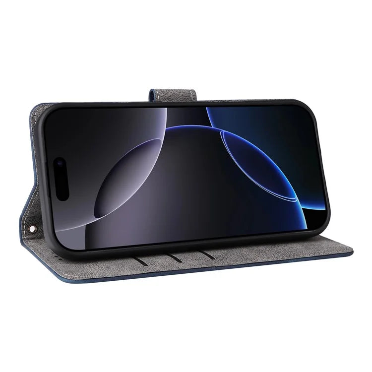 For iPhone 16 Pro Wallet Case RFID Blocking PU Leather Cover Stand View