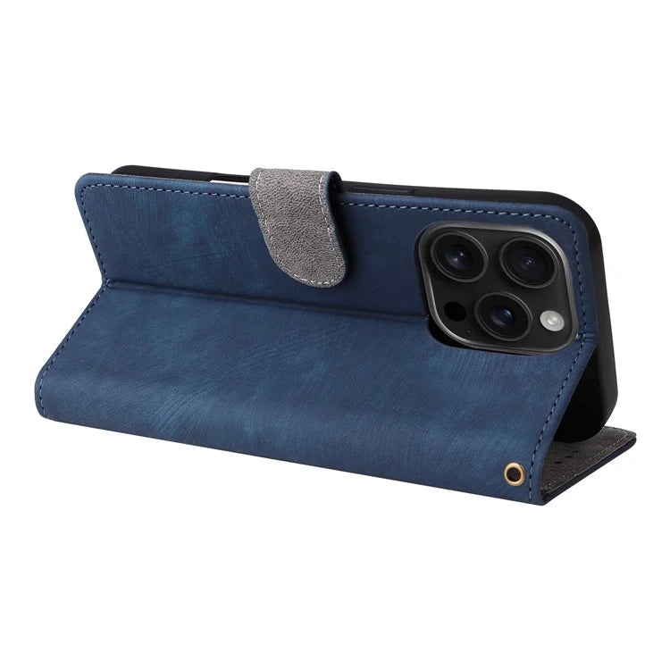 For iPhone 16 Pro Wallet Case RFID Blocking PU Leather Cover Stand View