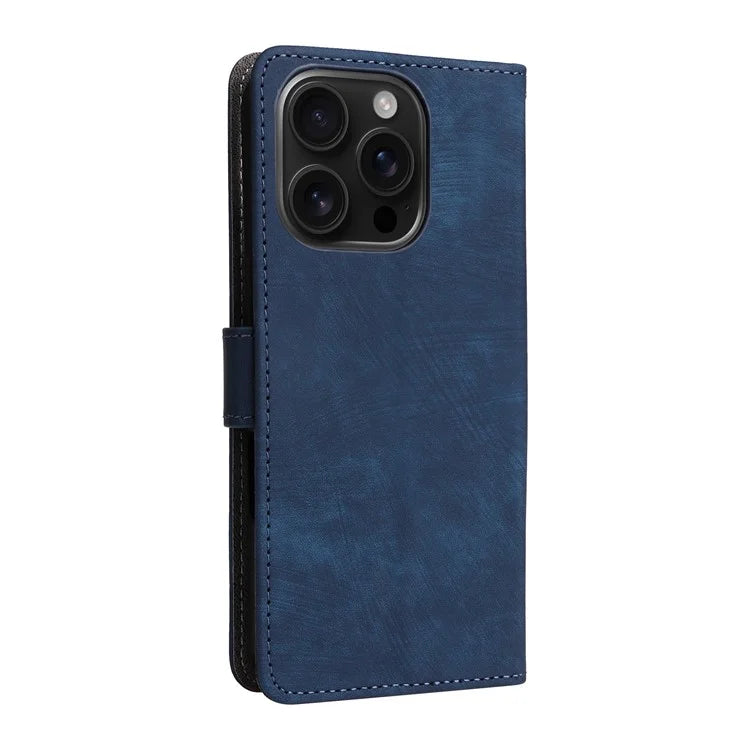 For iPhone 16 Pro Wallet Case RFID Blocking PU Leather Cover Stand View