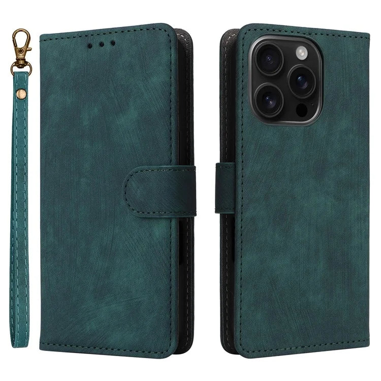 For iPhone 16 Pro Wallet Case RFID Blocking PU Leather Cover Stand View