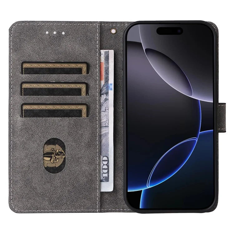 For iPhone 16 Pro Wallet Case RFID Blocking PU Leather Cover Stand View