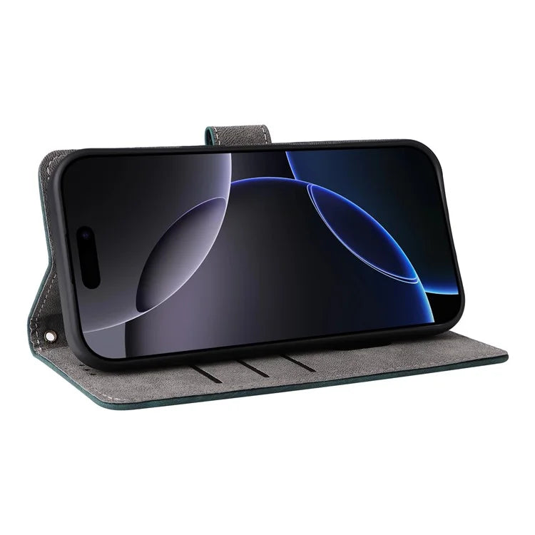 For iPhone 16 Pro Wallet Case RFID Blocking PU Leather Cover Stand View