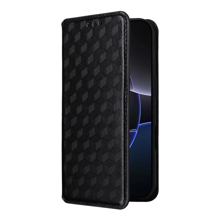 For iPhone 16 Pro Wallet Case Rhombus Imprinted Leather Phone Cover