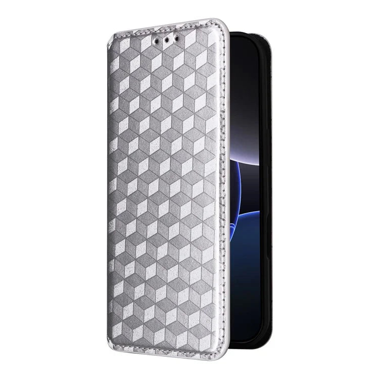 For iPhone 16 Pro Wallet Case Rhombus Imprinted Leather Phone Cover