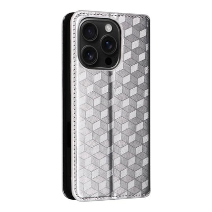 For iPhone 16 Pro Wallet Case Rhombus Imprinted Leather Phone Cover