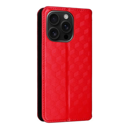 For iPhone 16 Pro Wallet Case Rhombus Imprinted Leather Phone Cover