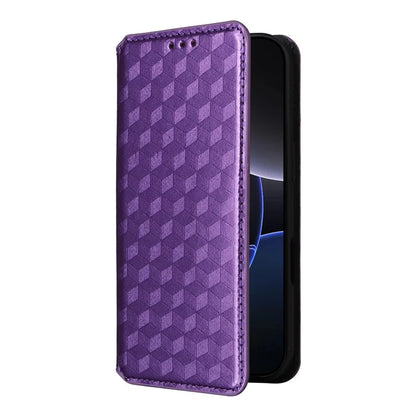 For iPhone 16 Pro Wallet Case Rhombus Imprinted Leather Phone Cover