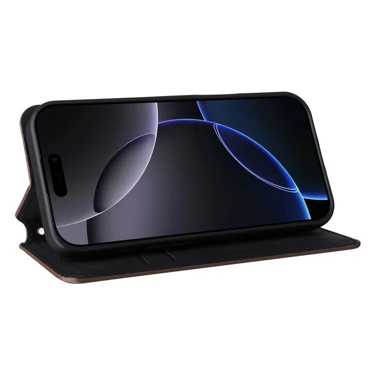 For iPhone 16 Pro Wallet Case Rhombus Imprinted Leather Phone Cover