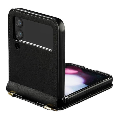 LC.IMEEKE L1 for Samsung Galaxy Z Flip3 5G Case Leather+PC Phone Cover with Straps Card Slots