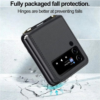 LC.IMEEKE L1 for Samsung Galaxy Z Flip3 5G Case Leather+PC Phone Cover with Straps Card Slots