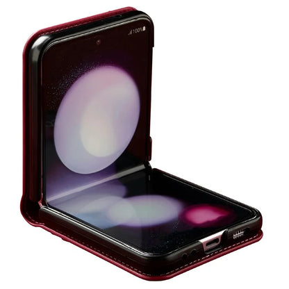 LC.IMEEKE L1 for Samsung Galaxy Z Flip4 5G Case Leather+PC Phone Cover with Straps Card Slots