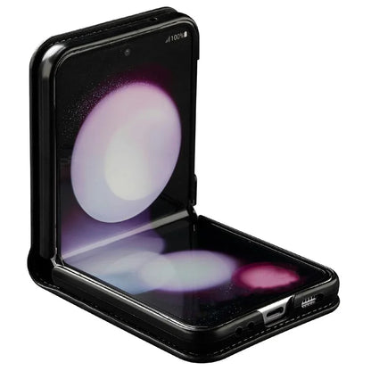 LC.IMEEKE L1 for Samsung Galaxy Z Flip4 5G Case Leather+PC Phone Cover with Straps Card Slots