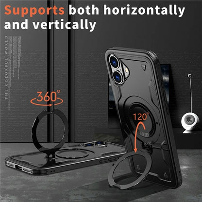 For iPhone 16 Case Compatible with MagSafe Military Protection PC+TPU Kickstand Phone Cover