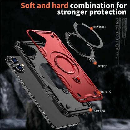 For iPhone 16 Case Compatible with MagSafe Military Protection PC+TPU Kickstand Phone Cover