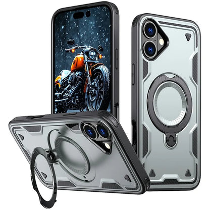 For iPhone 16 Case Compatible with MagSafe Military Protection PC+TPU Kickstand Phone Cover