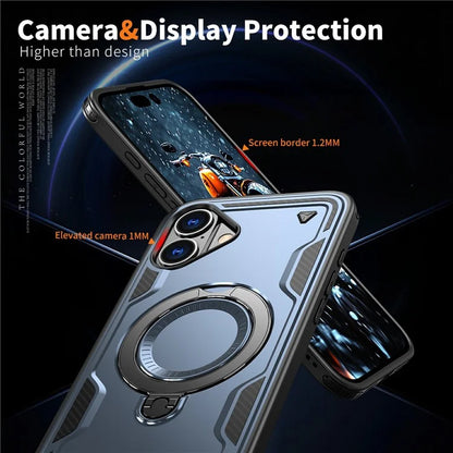 For iPhone 16 Case Compatible with MagSafe Military Protection PC+TPU Kickstand Phone Cover