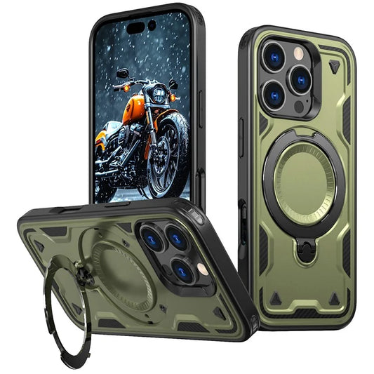 For iPhone 16 Pro Max Case Compatible with MagSafe Military Protection PC+TPU Kickstand Phone Cover