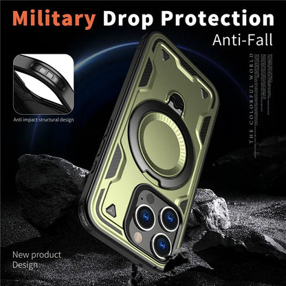 For iPhone 16 Pro Max Case Compatible with MagSafe Military Protection PC+TPU Kickstand Phone Cover