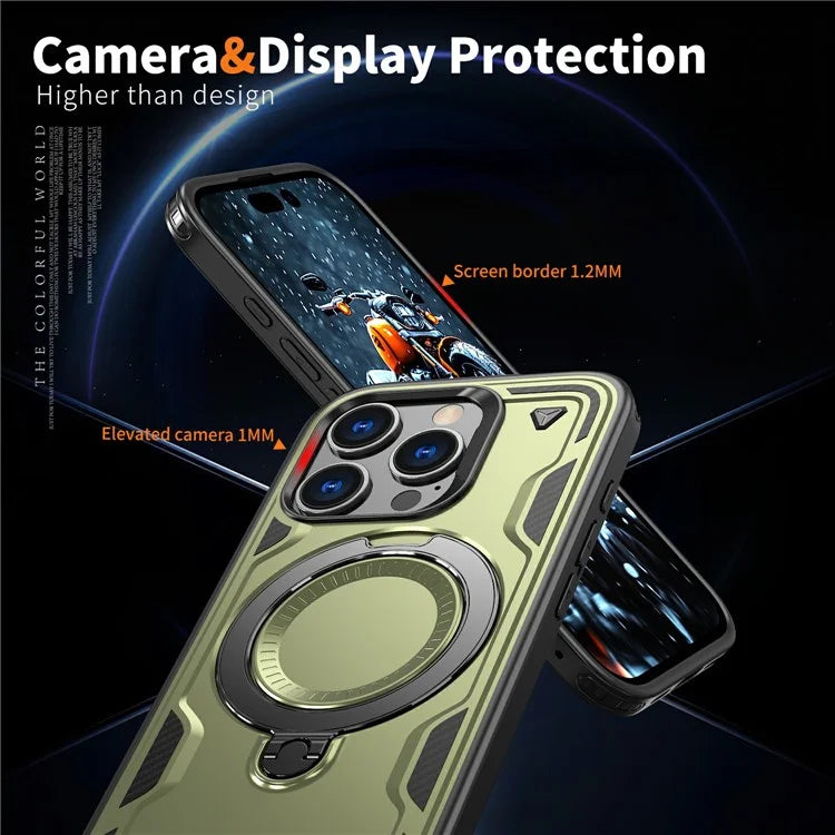 For iPhone 16 Pro Max Case Compatible with MagSafe Military Protection PC+TPU Kickstand Phone Cover