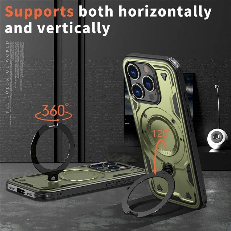 For iPhone 16 Pro Max Case Compatible with MagSafe Military Protection PC+TPU Kickstand Phone Cover