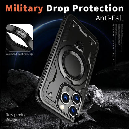 For iPhone 16 Pro Max Case Compatible with MagSafe Military Protection PC+TPU Kickstand Phone Cover