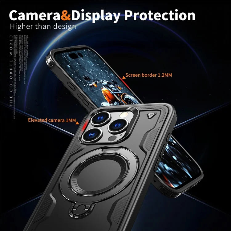 For iPhone 16 Pro Max Case Compatible with MagSafe Military Protection PC+TPU Kickstand Phone Cover