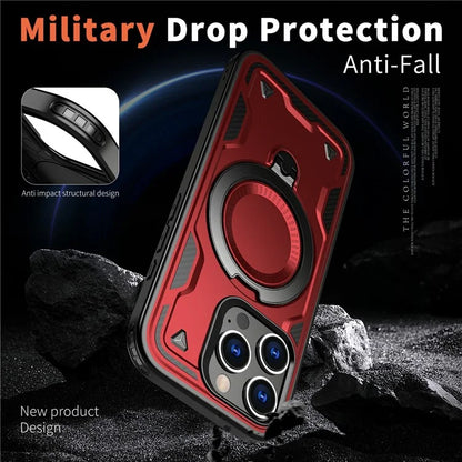 For iPhone 16 Pro Max Case Compatible with MagSafe Military Protection PC+TPU Kickstand Phone Cover