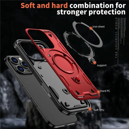 For iPhone 16 Pro Max Case Compatible with MagSafe Military Protection PC+TPU Kickstand Phone Cover