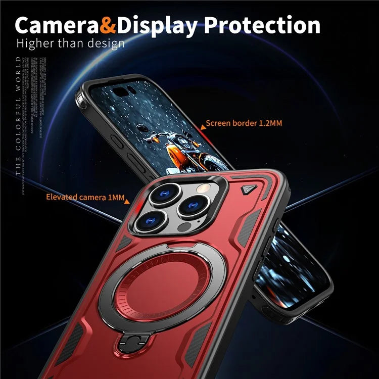 For iPhone 16 Pro Max Case Compatible with MagSafe Military Protection PC+TPU Kickstand Phone Cover