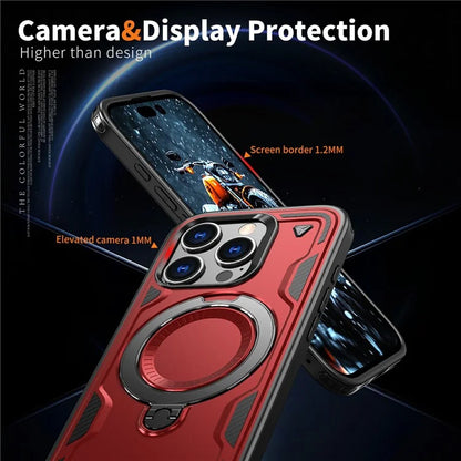For iPhone 16 Pro Max Case Compatible with MagSafe Military Protection PC+TPU Kickstand Phone Cover