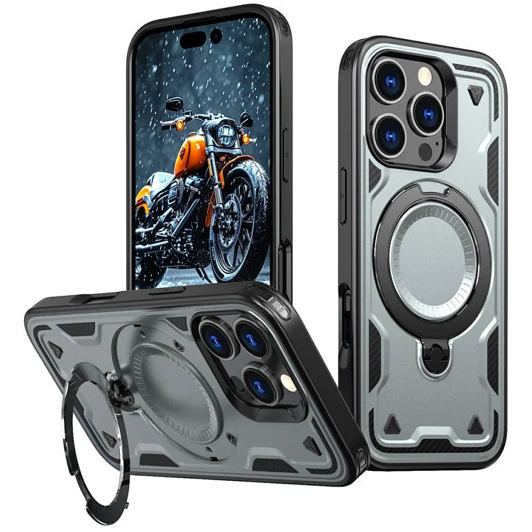 For iPhone 16 Pro Max Case Compatible with MagSafe Military Protection PC+TPU Kickstand Phone Cover