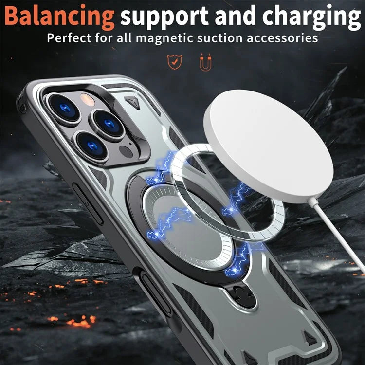 For iPhone 16 Pro Max Case Compatible with MagSafe Military Protection PC+TPU Kickstand Phone Cover