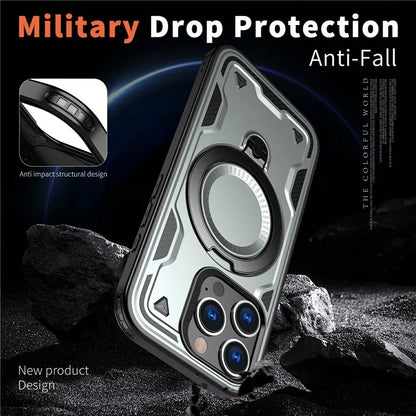 For iPhone 16 Pro Max Case Compatible with MagSafe Military Protection PC+TPU Kickstand Phone Cover